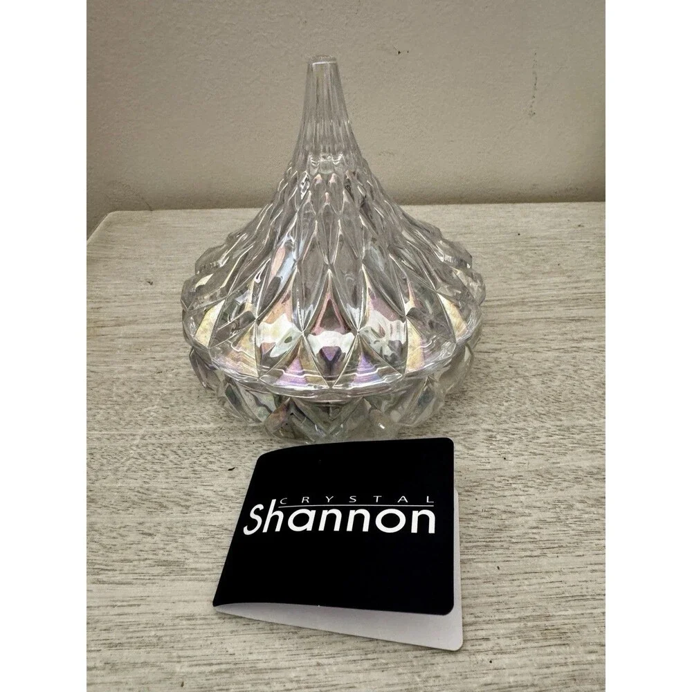 Godinger Shannon Crystal Hershey's Kisses Covered Candy Dish Trinket Iridescent